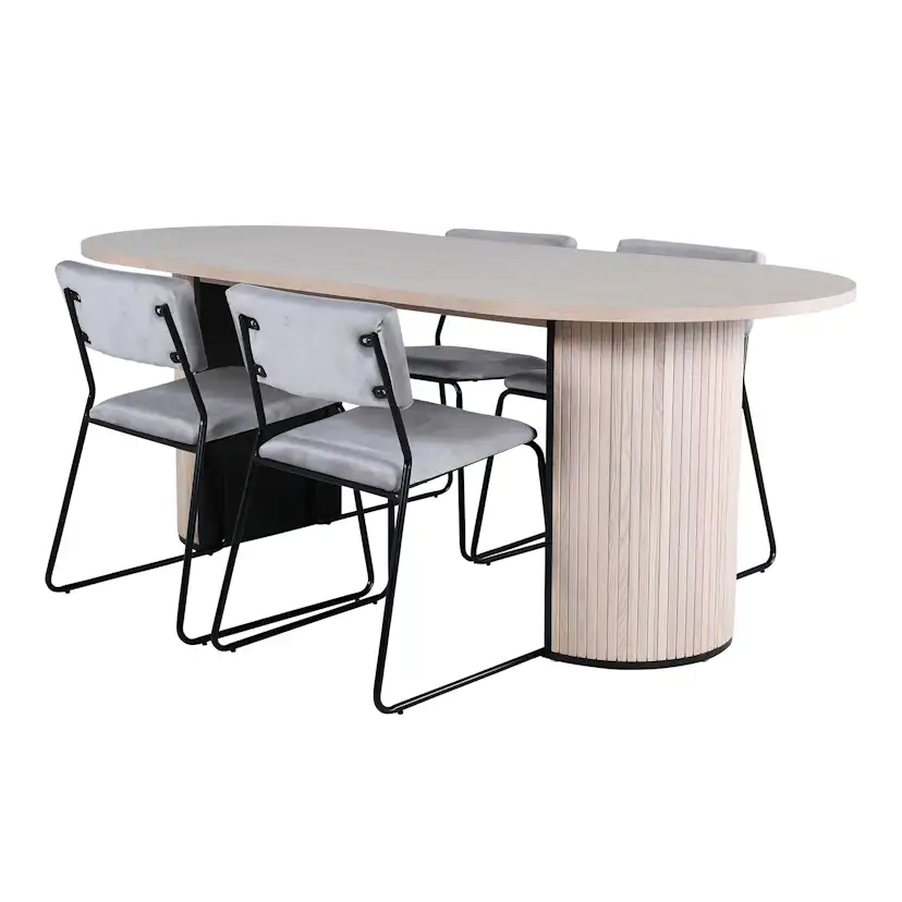 Matgrupp Venture Home med Ovalt Bianca Matbord och 4 Kungshamn Matstolar