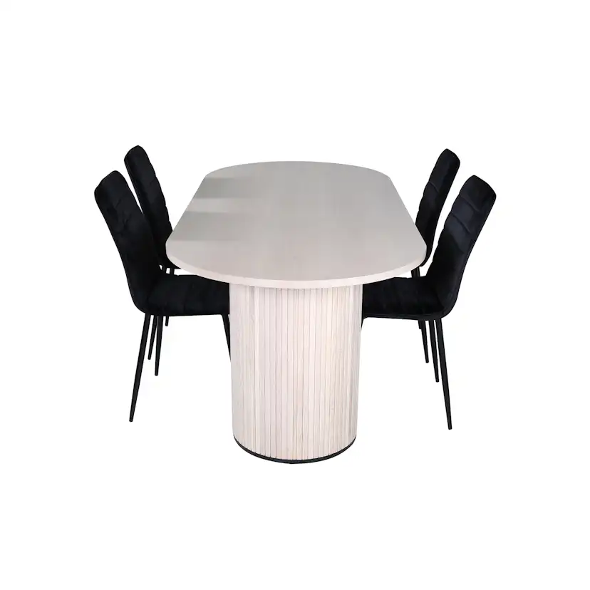 Matgrupp Venture Home med Ovalt Bianca Matbord och 4 Walerina Matstolar i Sammet