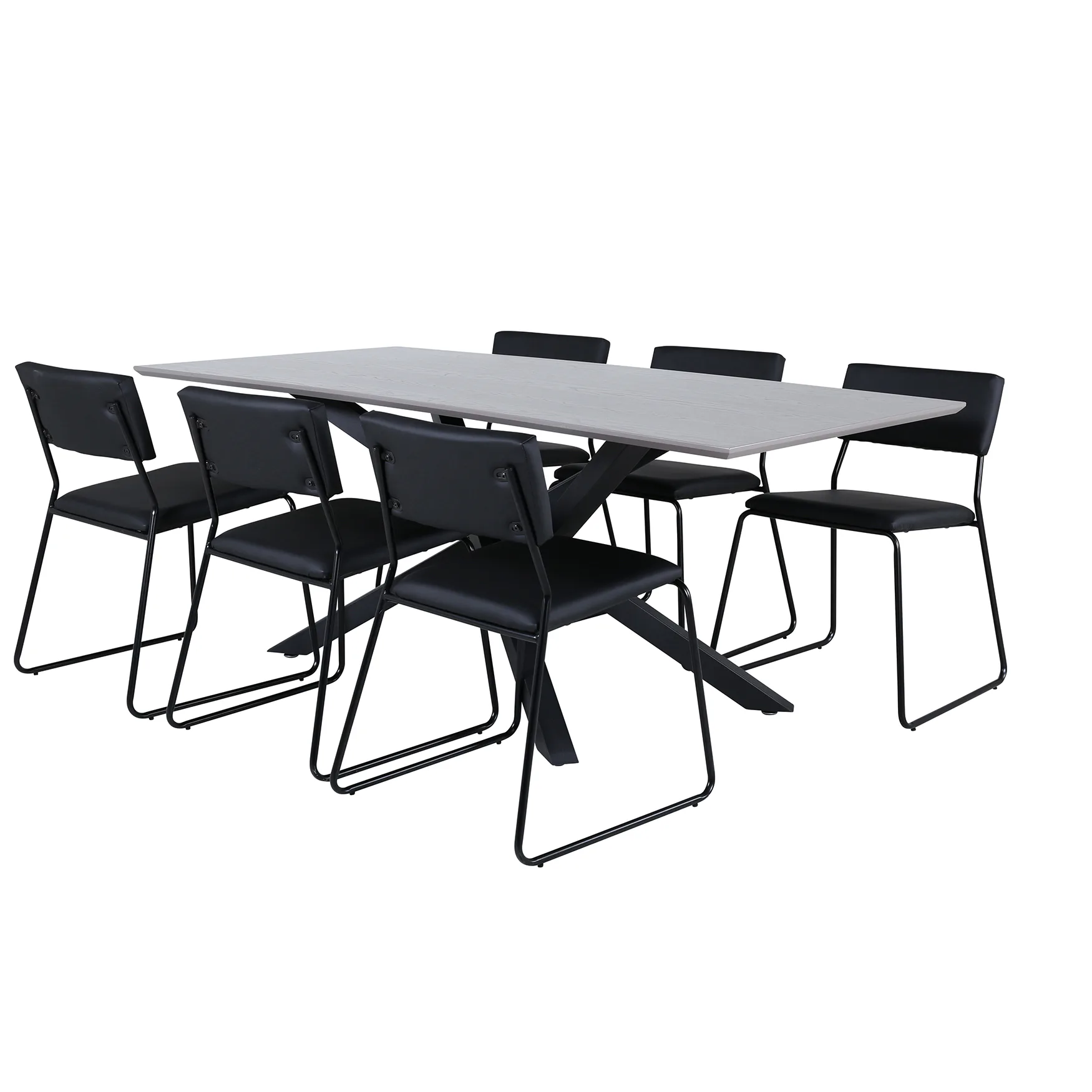 Matgrupp Venture Home med Piata Matbord och 6 Kungshamn Matstolar i Konstläder