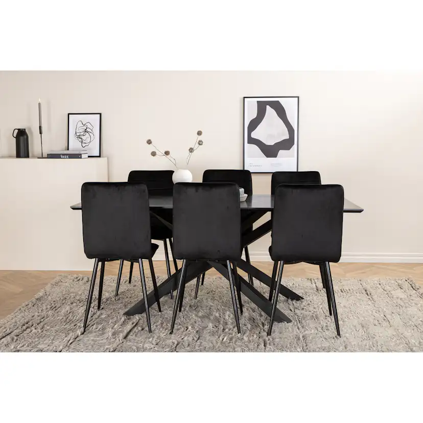 Matgrupp Venture Home med Piata Matbord och 6 Walerina Matstolar i Sammet