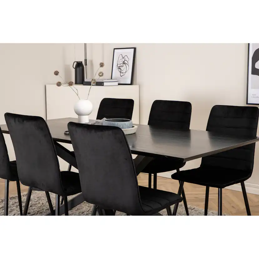 Matgrupp Venture Home med Piata Matbord och 6 Walerina Matstolar i Sammet