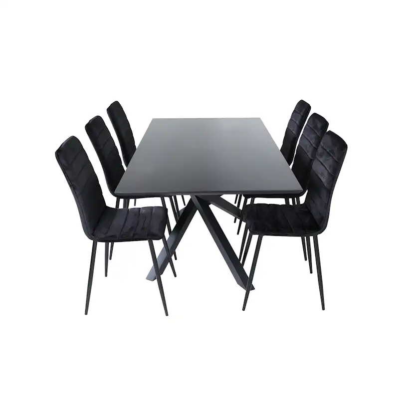 Matgrupp Venture Home med Piata Matbord och 6 Walerina Matstolar i Sammet