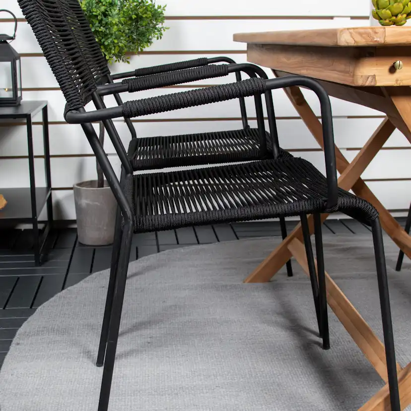 Matgrupp Utomhus Venture Home Kenya 120x70 Teak med 4 Lindos KarmTrädgårdsstolar