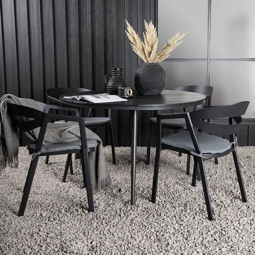 Matgrupp Venture Home Break Ø120 med 4 Slit Stapelstolar