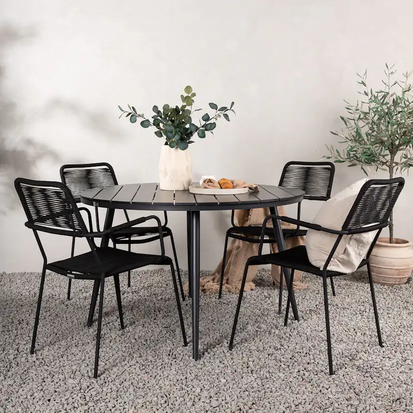 Matgrupp Utomhus Venture Home Break Ø120 med 4 Lindos KarmTrädgårdsstolar