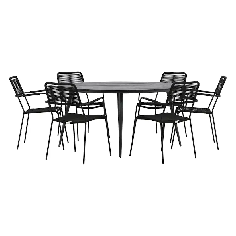 Matgrupp Venture Home Break Ø150 med 6 Lindos Karmstolar