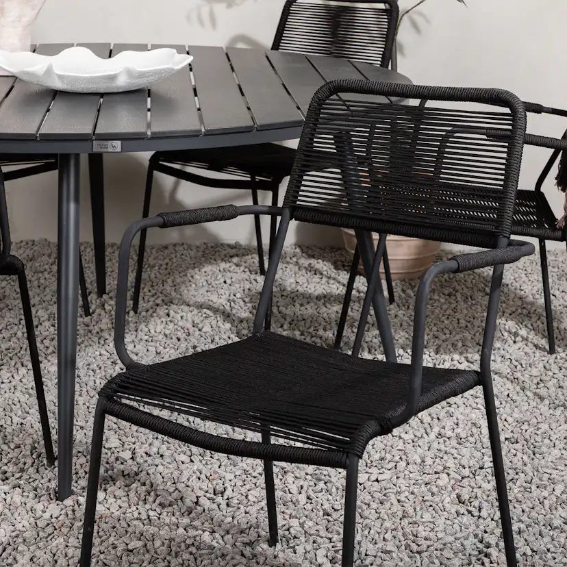 Matgrupp Venture Home Break Ø150 med 6 Lindos Karmstolar