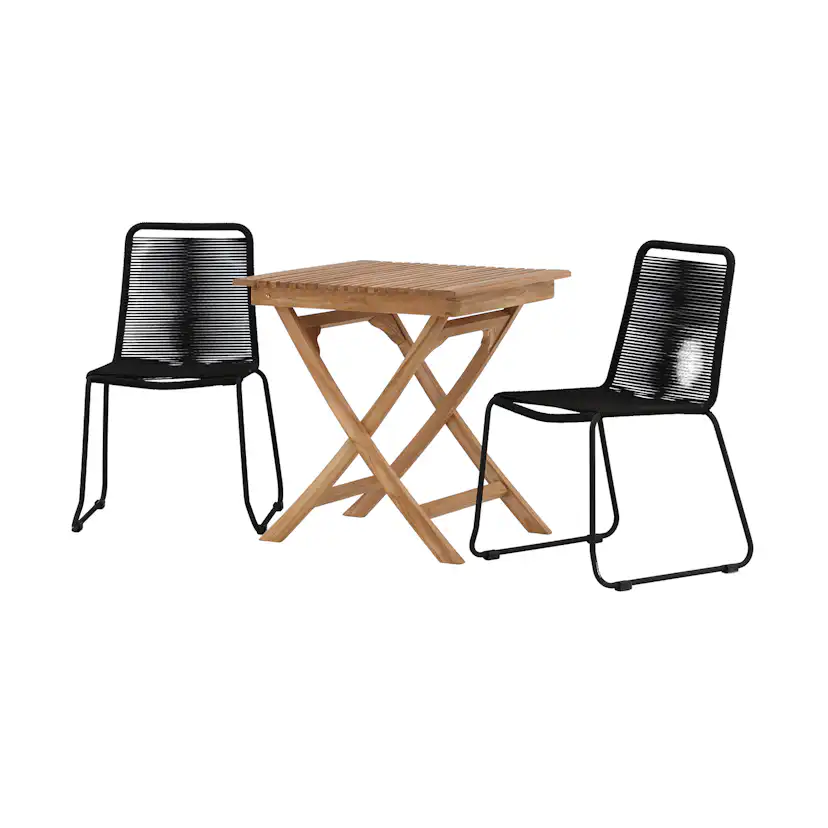 Matgrupp Utomhus Venture Home Ghana Teak 70x70 cm med 2 Lindos StapelTrädgårdsstolar