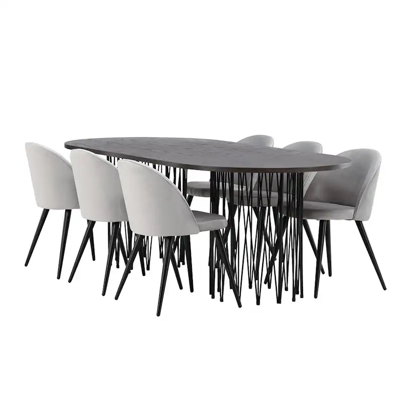 Matgrupp furniture/fashion Stone med 6 Velvet Stolar