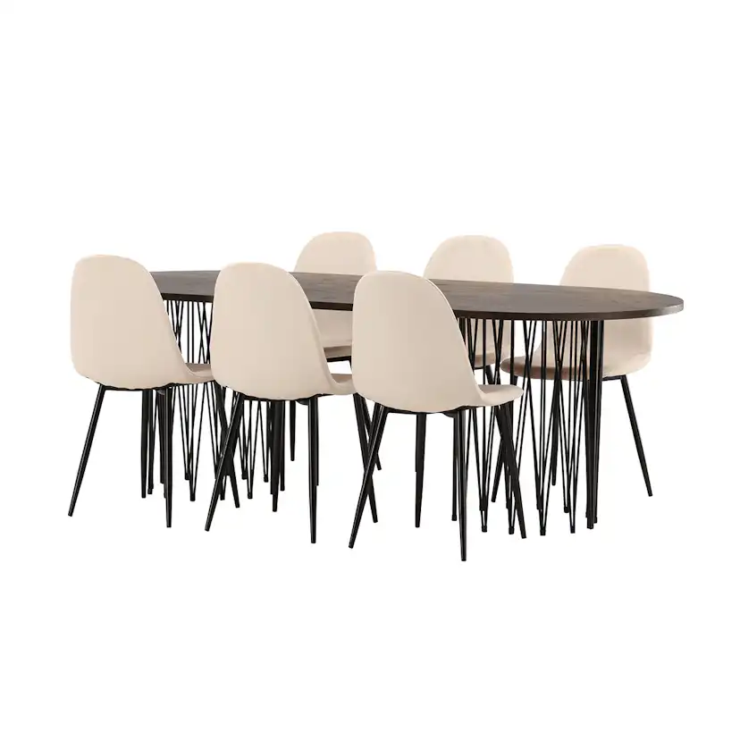 Matgrupp Venture Home Stone med 6 Polar Stolar Sammet