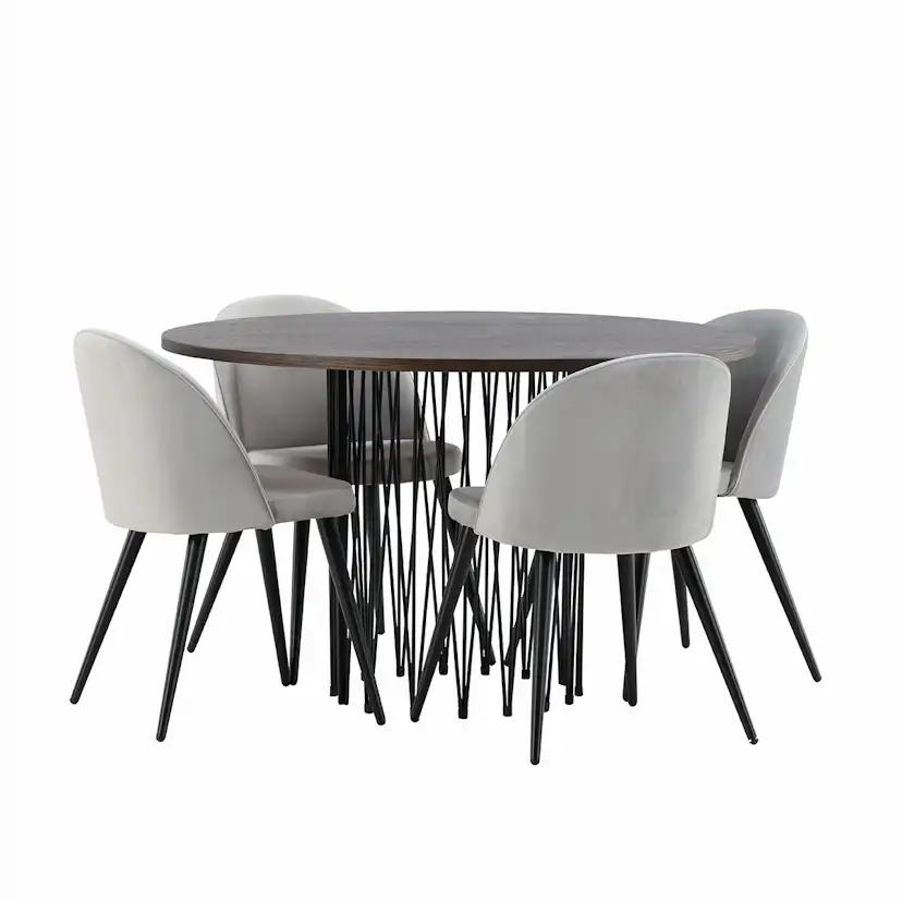 Matgrupp furniture/fashion Stone med 4 Velvet Stolar