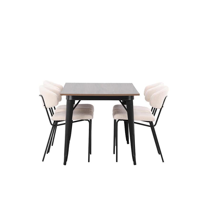 Matgrupp Venture Home Tempe Matbord 140 cm & 4 Chico Stolar i Boucle