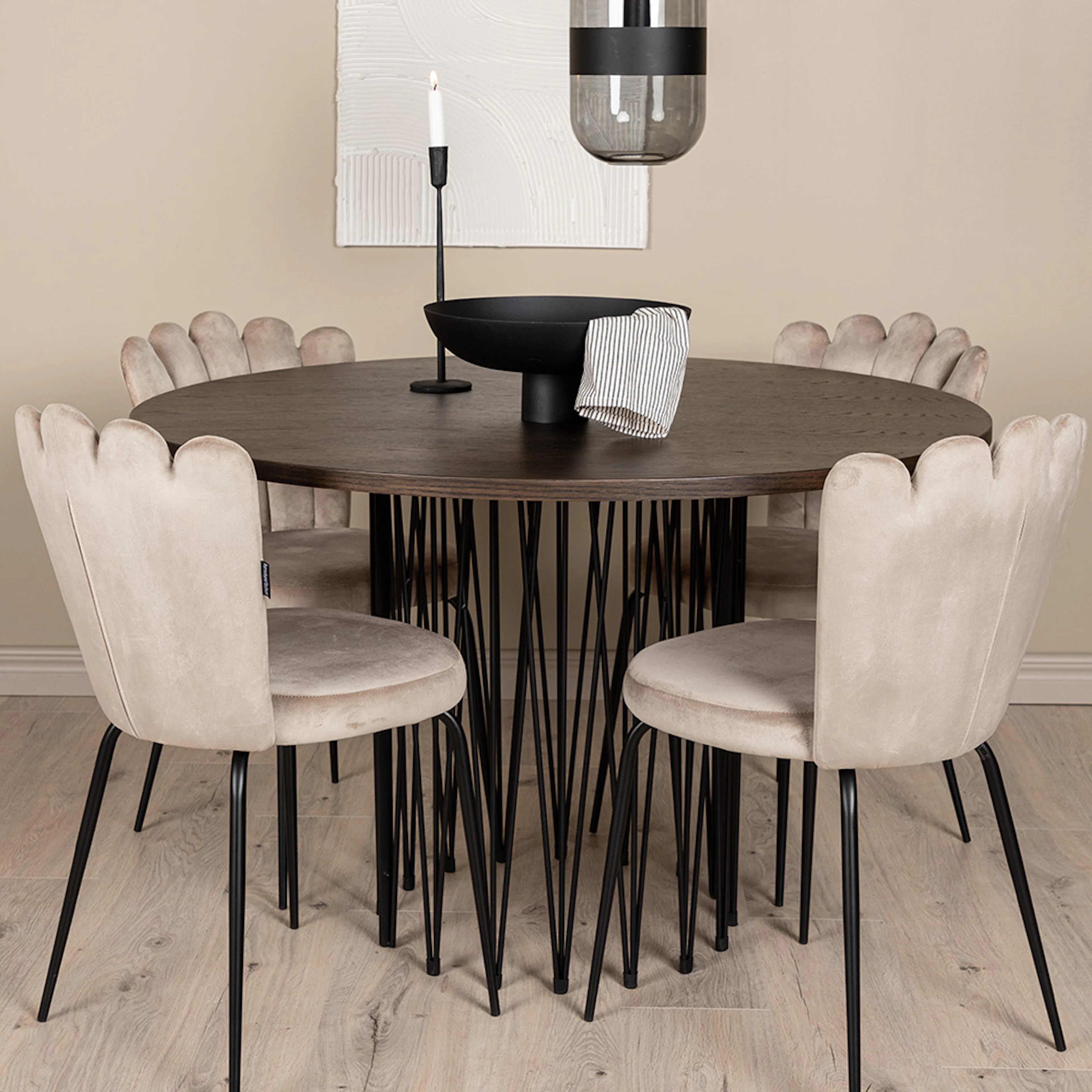 Matgrupp furniture/fashion Stone Ø120 cm med 4 Limhamn Light Stolar