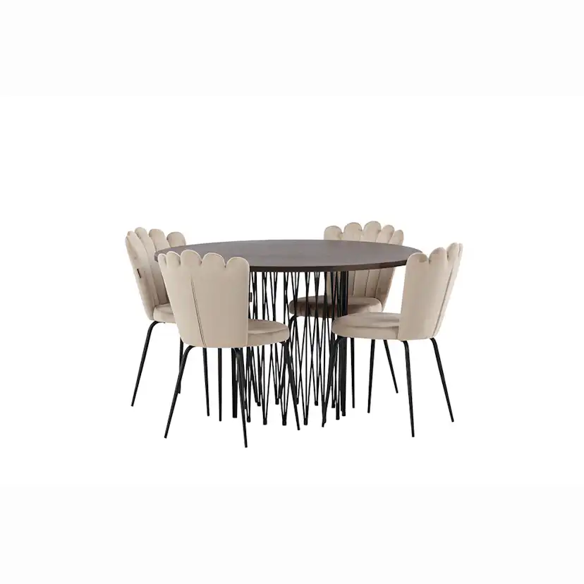 Matgrupp furniture/fashion Stone Ø120 cm med 4 Limhamn Light Stolar