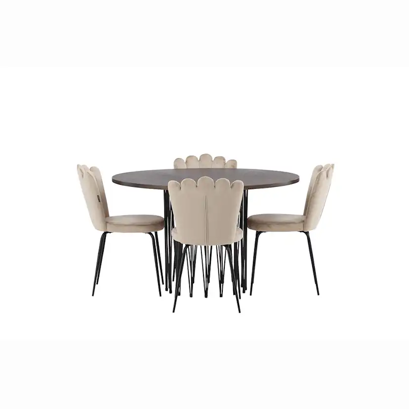 Matgrupp furniture/fashion Stone Ø120 cm med 4 Limhamn Light Stolar