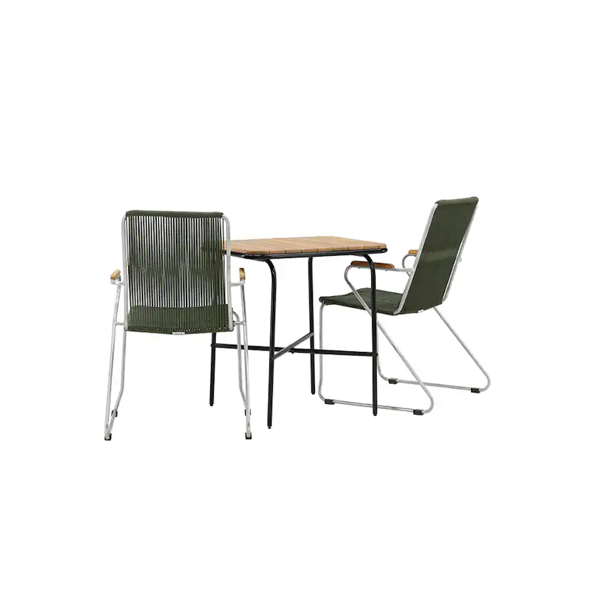 Cafégrupp Venture Home Holmbeck Bord med 2 Bois Trädgårdsstolar Utomhus