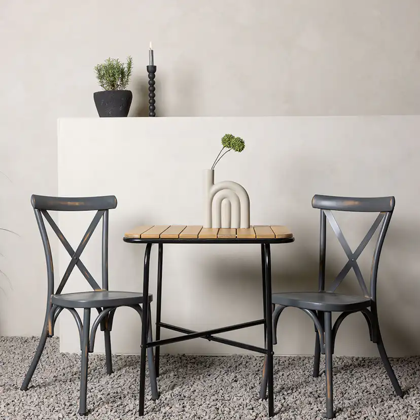 Cafégrupp Venture Home Holmbeck Bord med 2 Tablas Trädgårdsstolar Utomhus