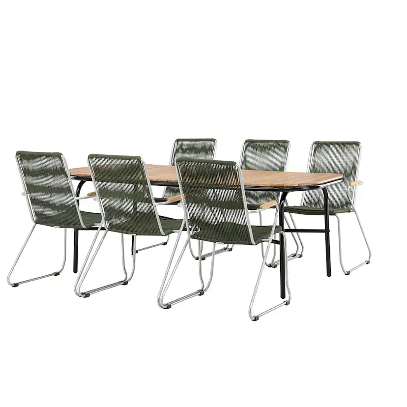 Matgrupp Utomhus Venture Home Holmbeck Bord med 6 Bois Trädgårdsstolar