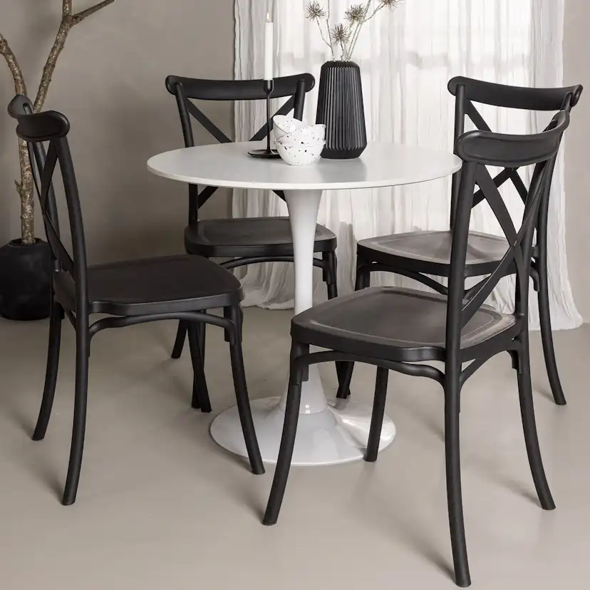 Matgrupp Venture Home Hamden Ø80 cm med 4 Crosett stolar