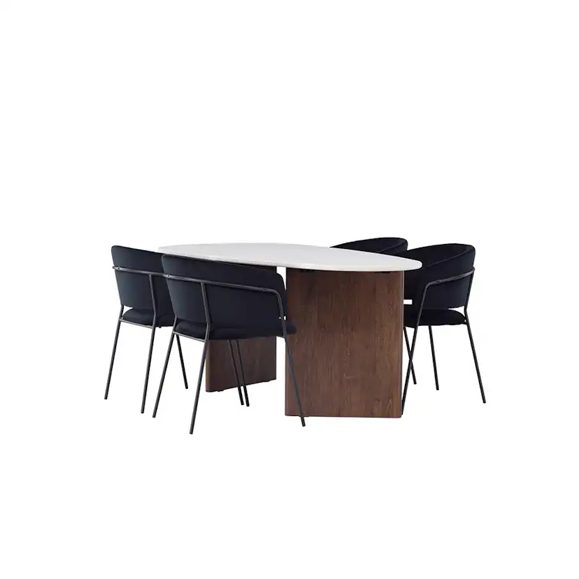 Matgrupp Venture Home Grönvik med 4 Selma Stolar