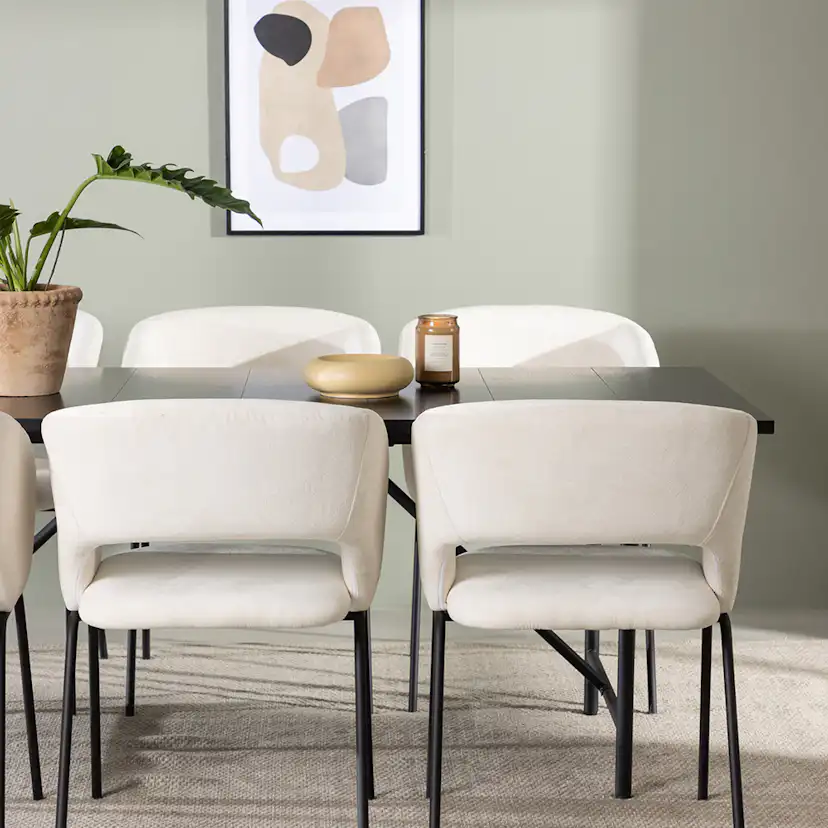 Matgrupp Venture Home Astrid Fyrkantigt Matbord 200cm & 6 Day Stolar i Linne