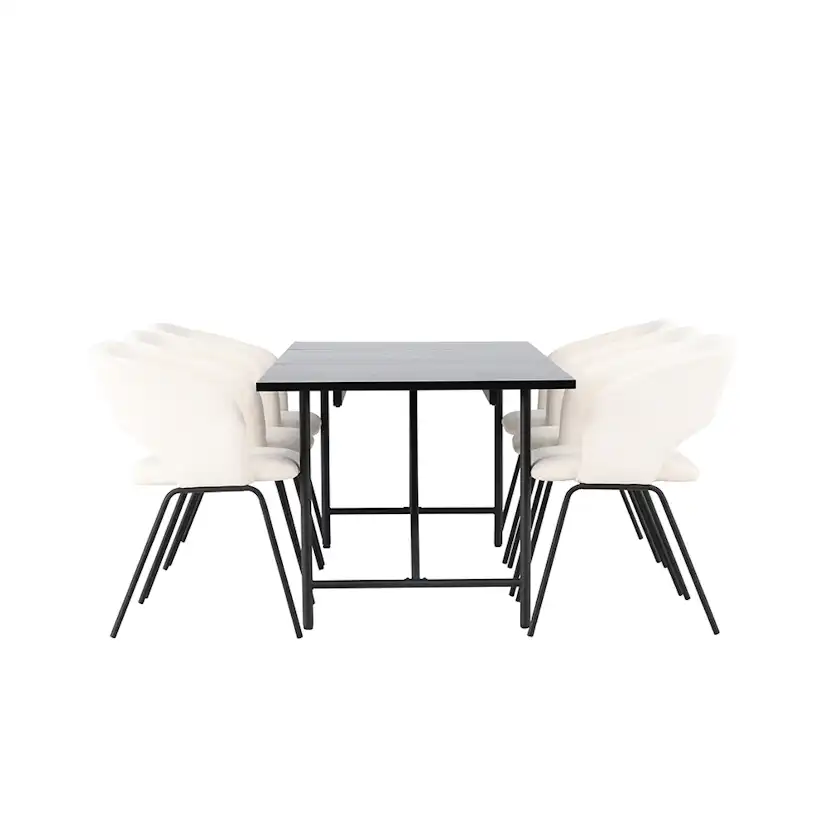 Matgrupp Venture Home Astrid Fyrkantigt Matbord 200cm & 6 Day Stolar i Linne