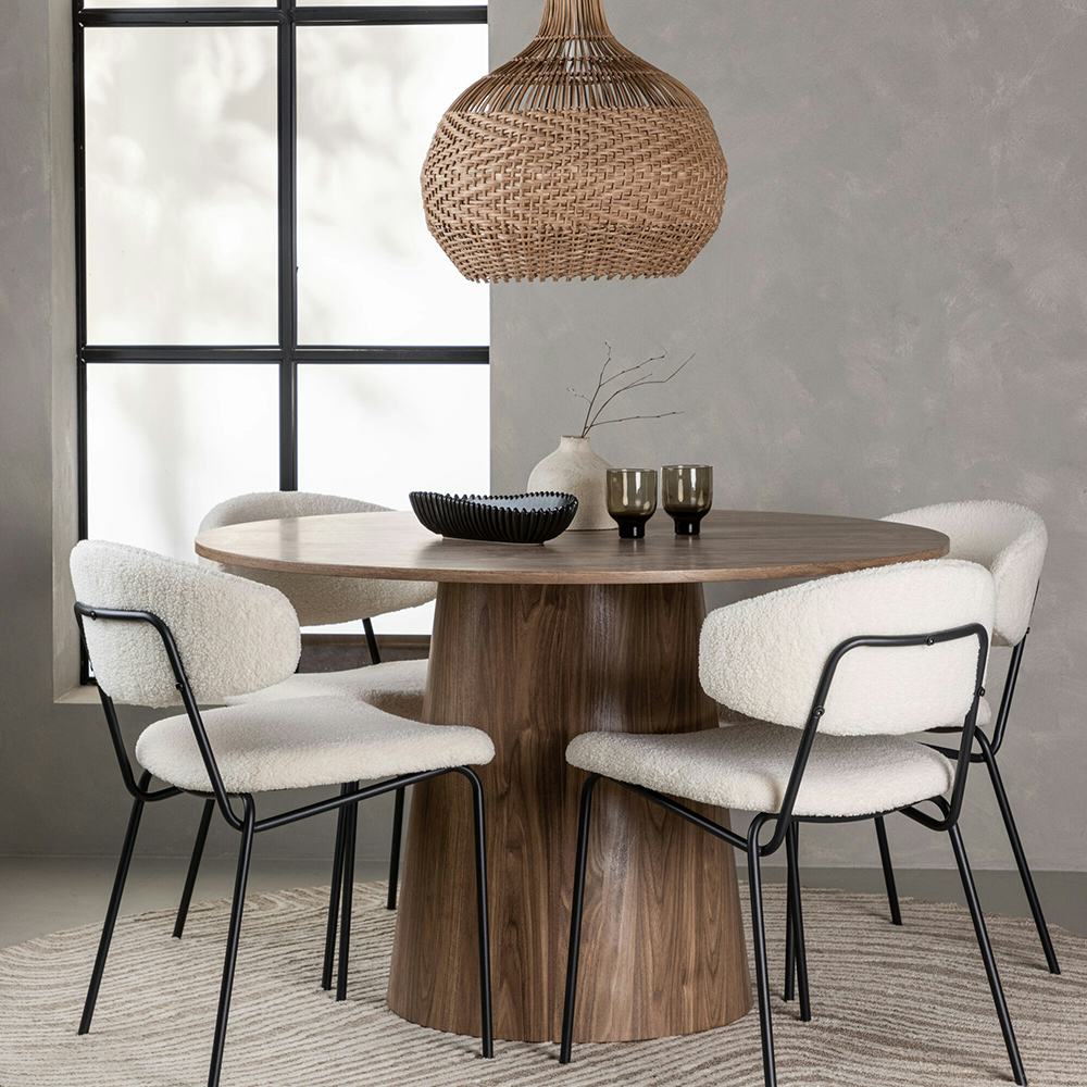 Matgrupp Venture Home Lanzo Runt Matbord Ø120 cm & 4 Chico Stolar i Boucle