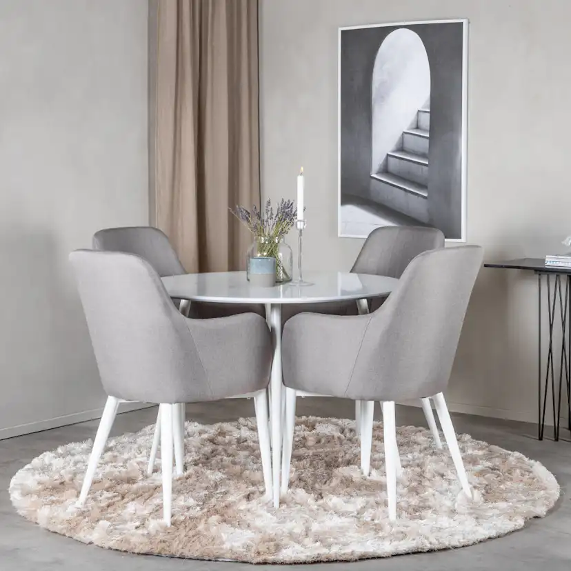 Matgrupp Venture Home Plaza Runt Matbord Ø100 cm & 4 Comfort Stolar