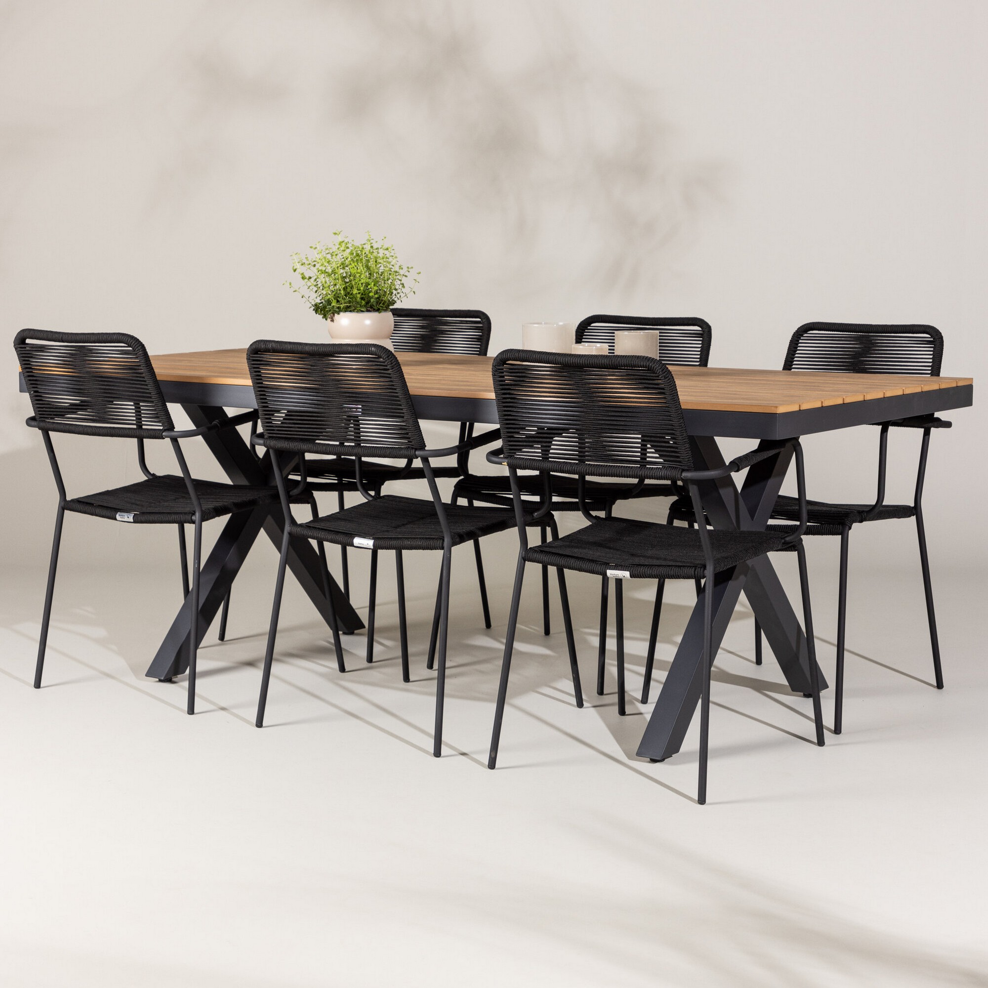 Trädgårdsgrupp Venture Home Garcia med 6 Lindos Trädgårdsstolar