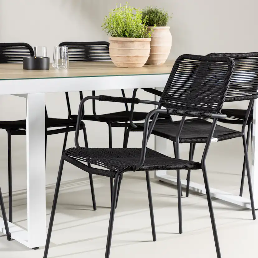 Trädgårdsgrupp Venture Home Merlo med 6 Lindos Karmstolar