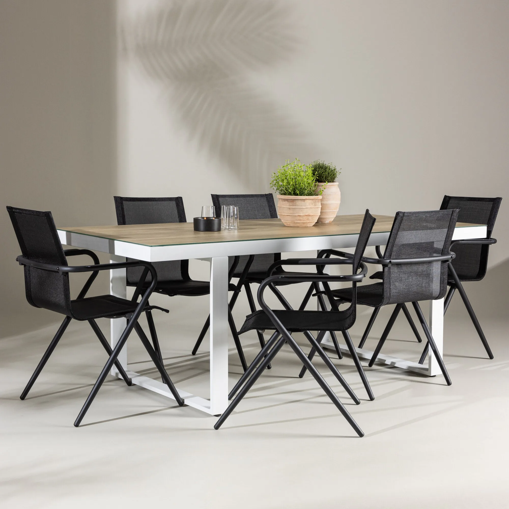 Trädgårdsgrupp Venture Home Merlo med 6 Alina Trädgårdsstolar