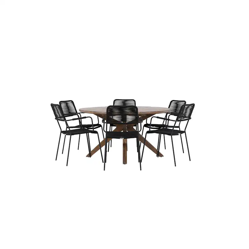 Trädgårdsgrupp Venture Home Rosario med 6 Lindos Karmstolar