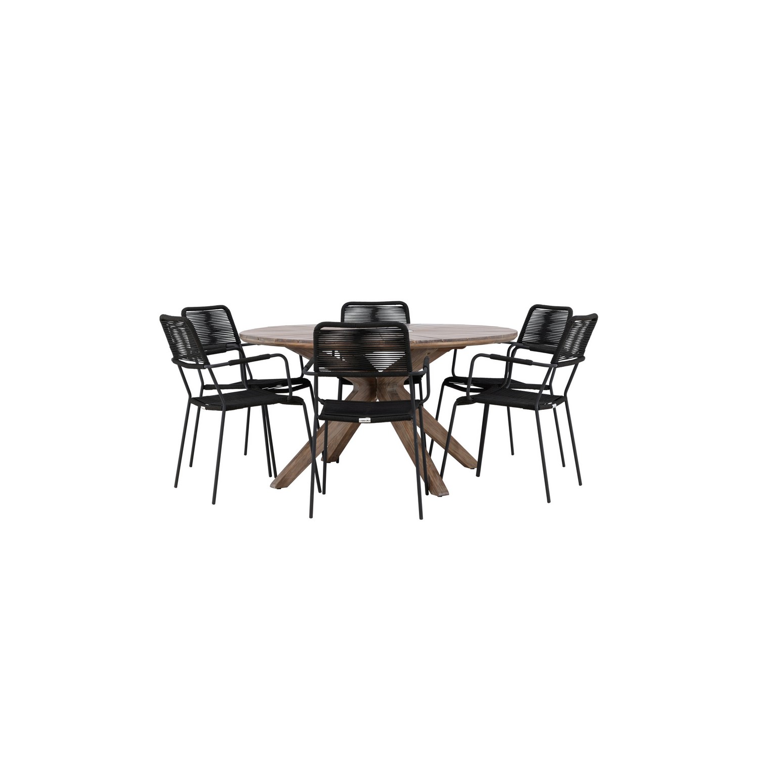 Trädgårdsgrupp Venture Home Rosario med 6 Lindos Karmstolar