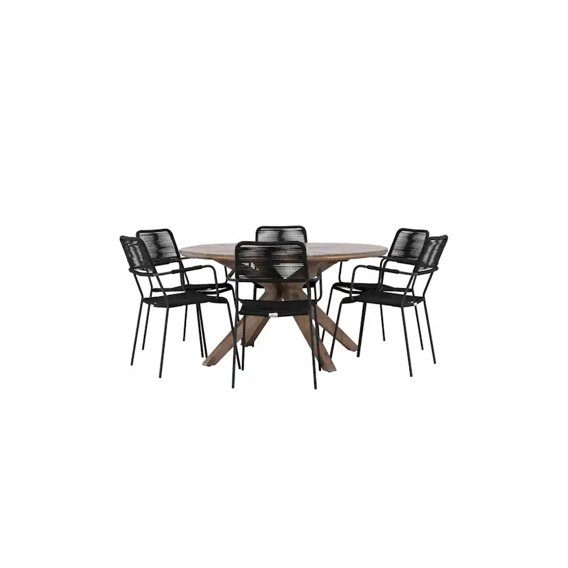 Trädgårdsgrupp Venture Home Rosario med 6 Lindos Karmstolar