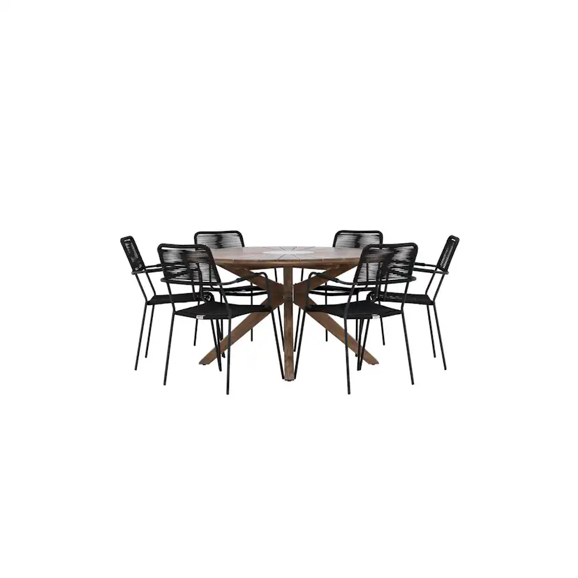 Trädgårdsgrupp Venture Home Rosario med 6 Lindos Karmstolar