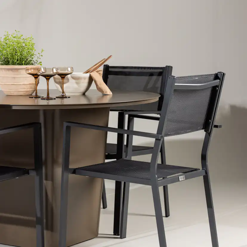 Trädgårdsgrupp Venture Home Santa Fe med 4 Copacabana Stolar