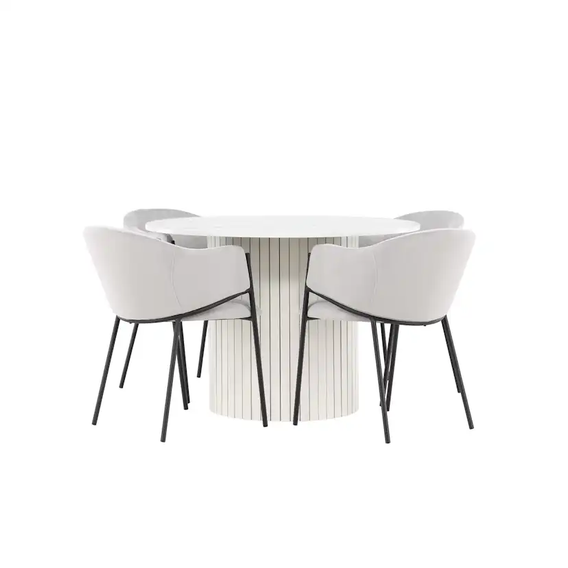 Matgrupp Venture Home Härön Ø110 med 4 st Evelina Stolar