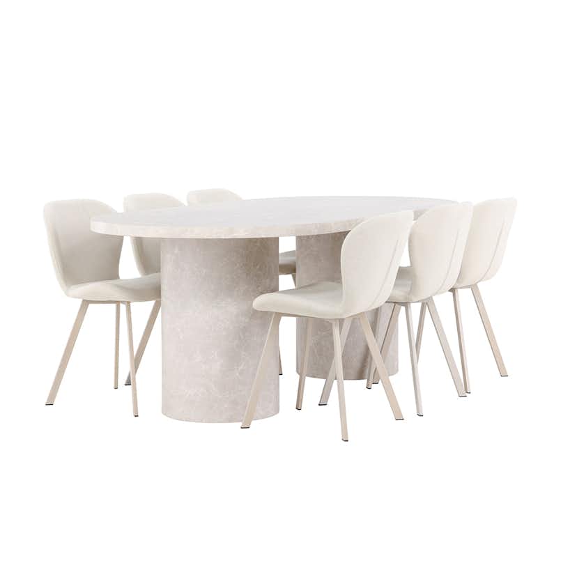 Matgrupp Venture Home Narvik med 6st Lilja Matstolar