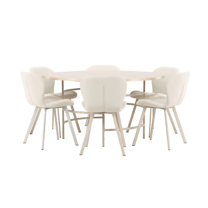 Matgrupp Venture Home Copenhagen Ø140 cm med 6st Lilja Matstolar