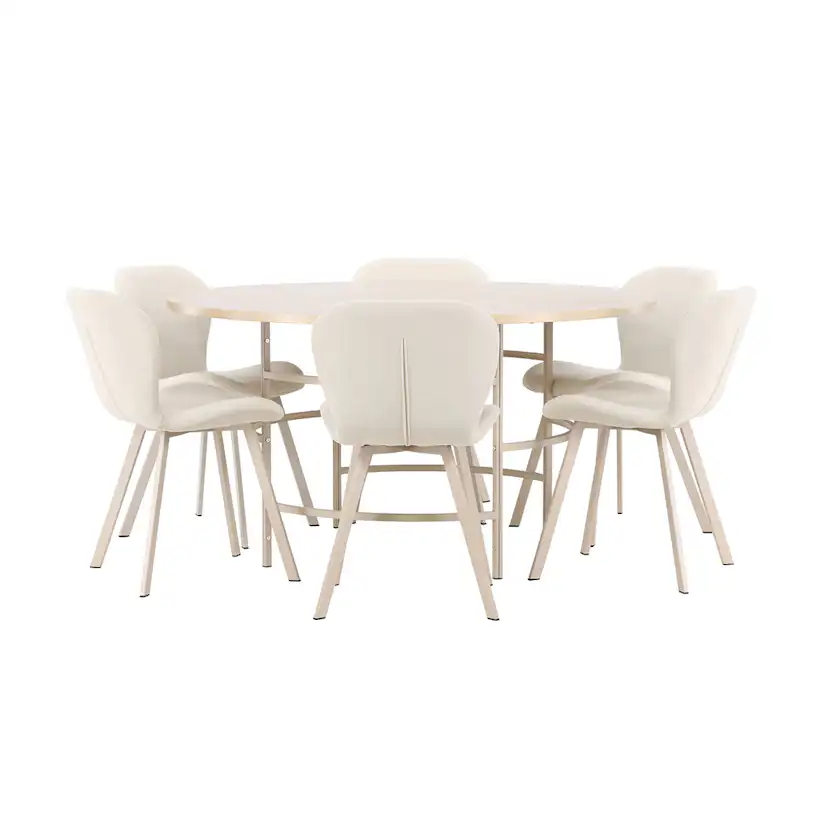 Matgrupp Venture Home Copenhagen Ø140 cm med 6st Lilja Matstolar