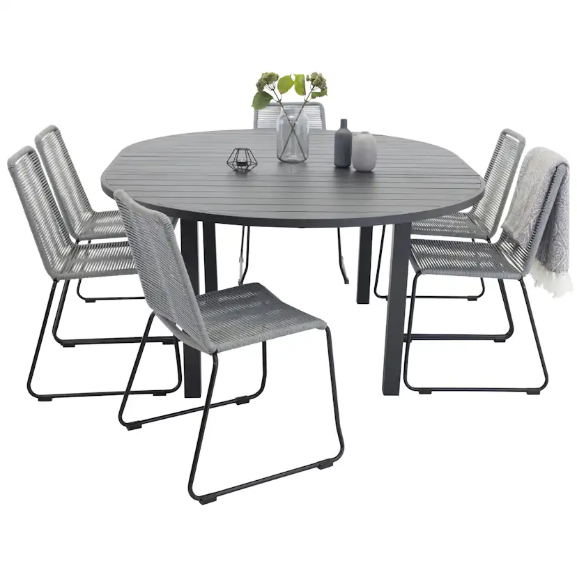Matgrupp Venture Home Madrid Ø 140 med 6 Leon Matstolar