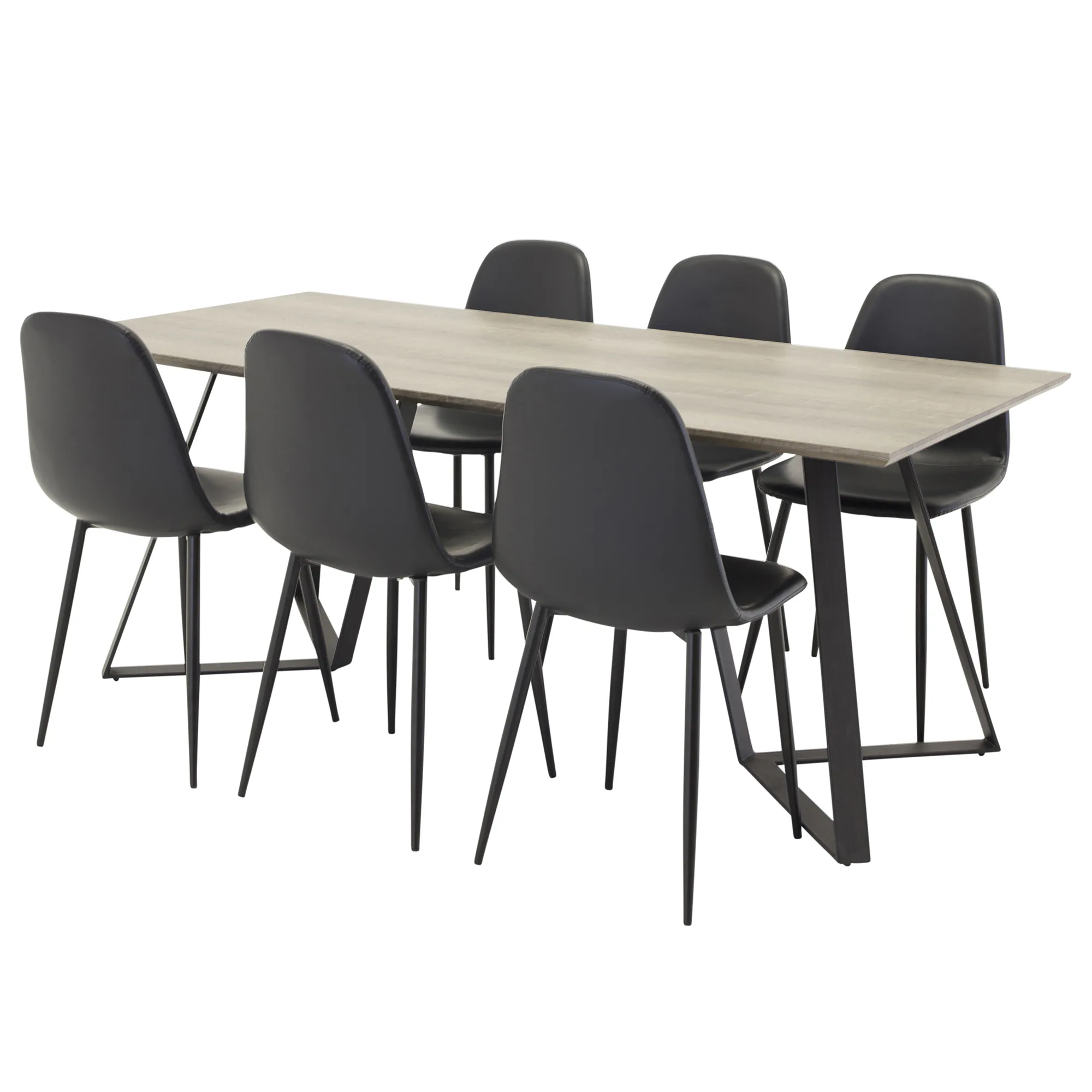 Matgrupp Venture Home Madde med 6 Pobbie Stolar Svart