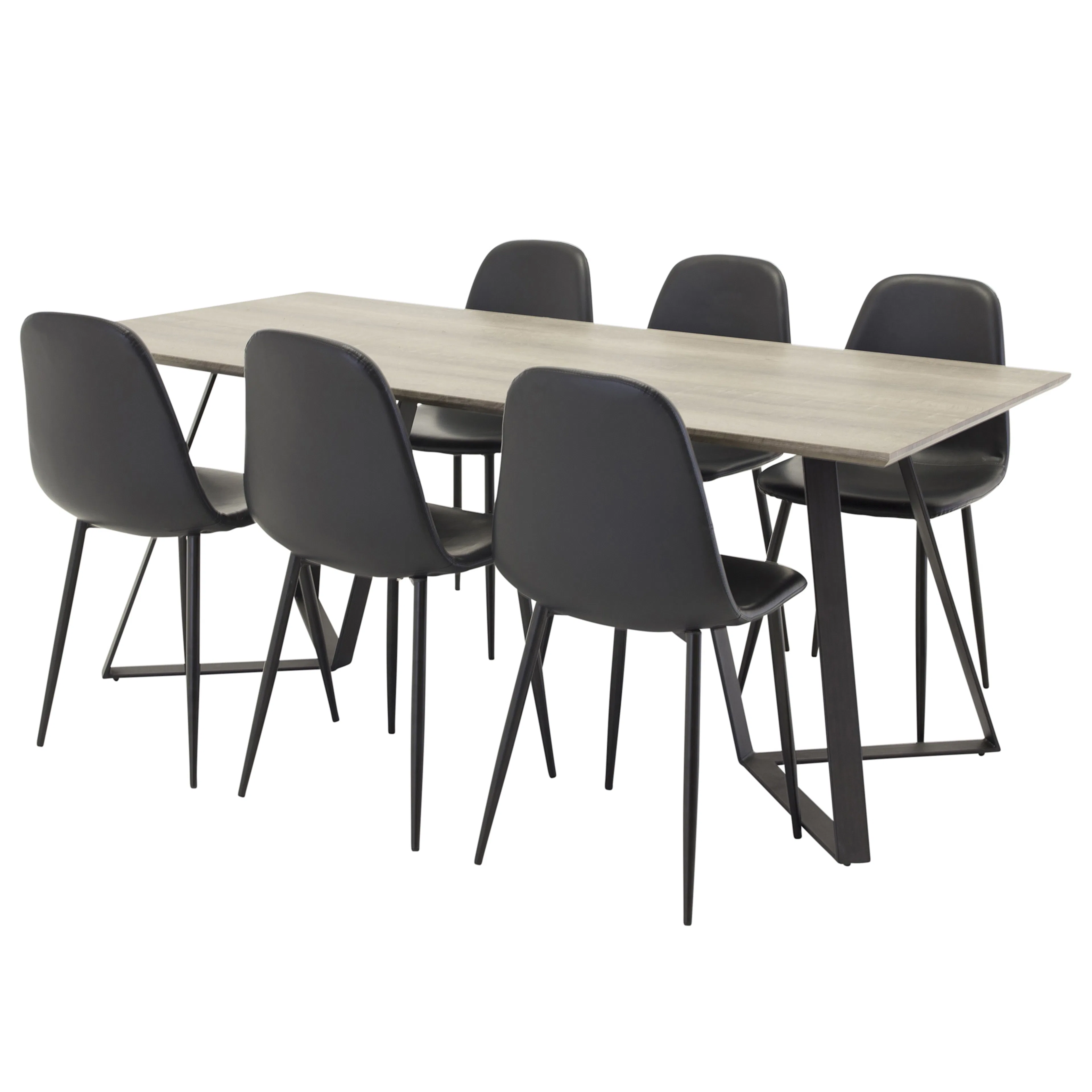 Matgrupp Venture Home Madde med 6 Pobbie Stolar Svart