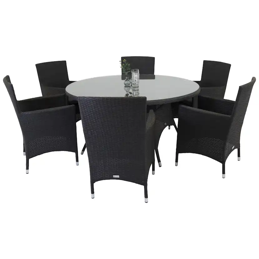 Matgrupp Utomhus Venture Home Virda Ø 150 med 6 Milwa Trädgårdsstolar