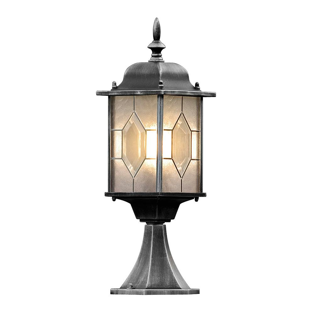 Grindstolpslykta Gnosjö Konstsmide Milano E27 Svart/Silver med Stolpe