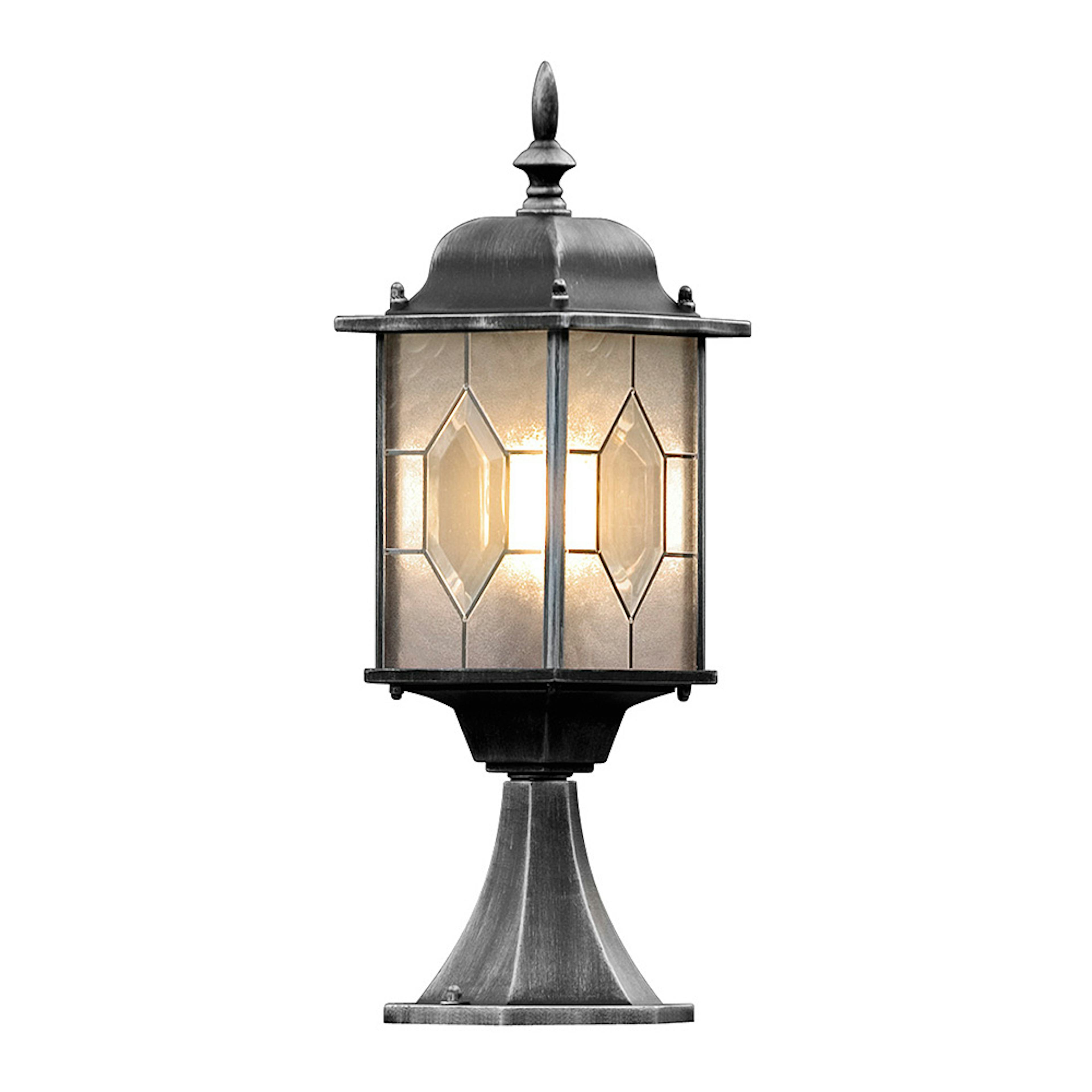 Grindstolpslykta Gnosjö Konstsmide Milano E27 Svart/Silver med Stolpe