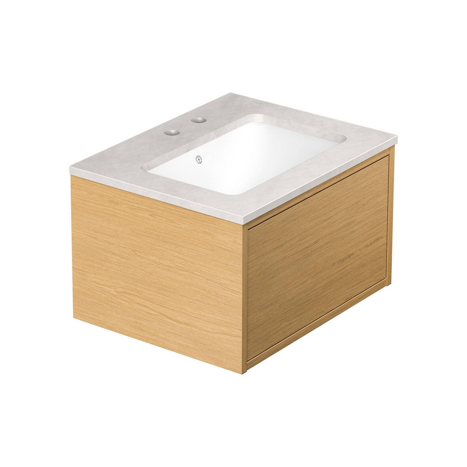 Tvättställskåp Gustavsberg Ducentic 60 cm med Stenbänkskiva, Underlimmat Tvättställ och Benställning