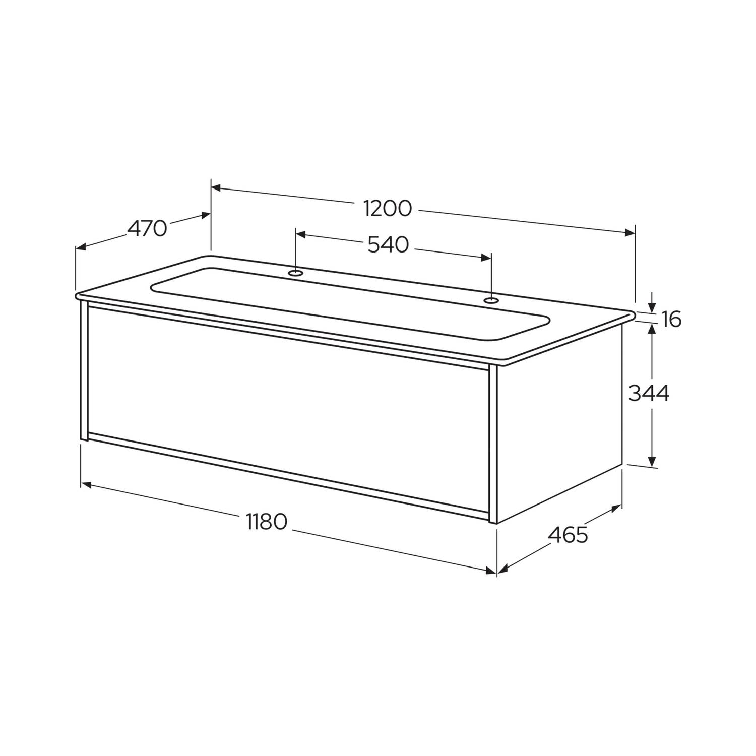 Tvättställskåp Gustavsberg Ducentic 120 cm med Tvättställ i Porslin