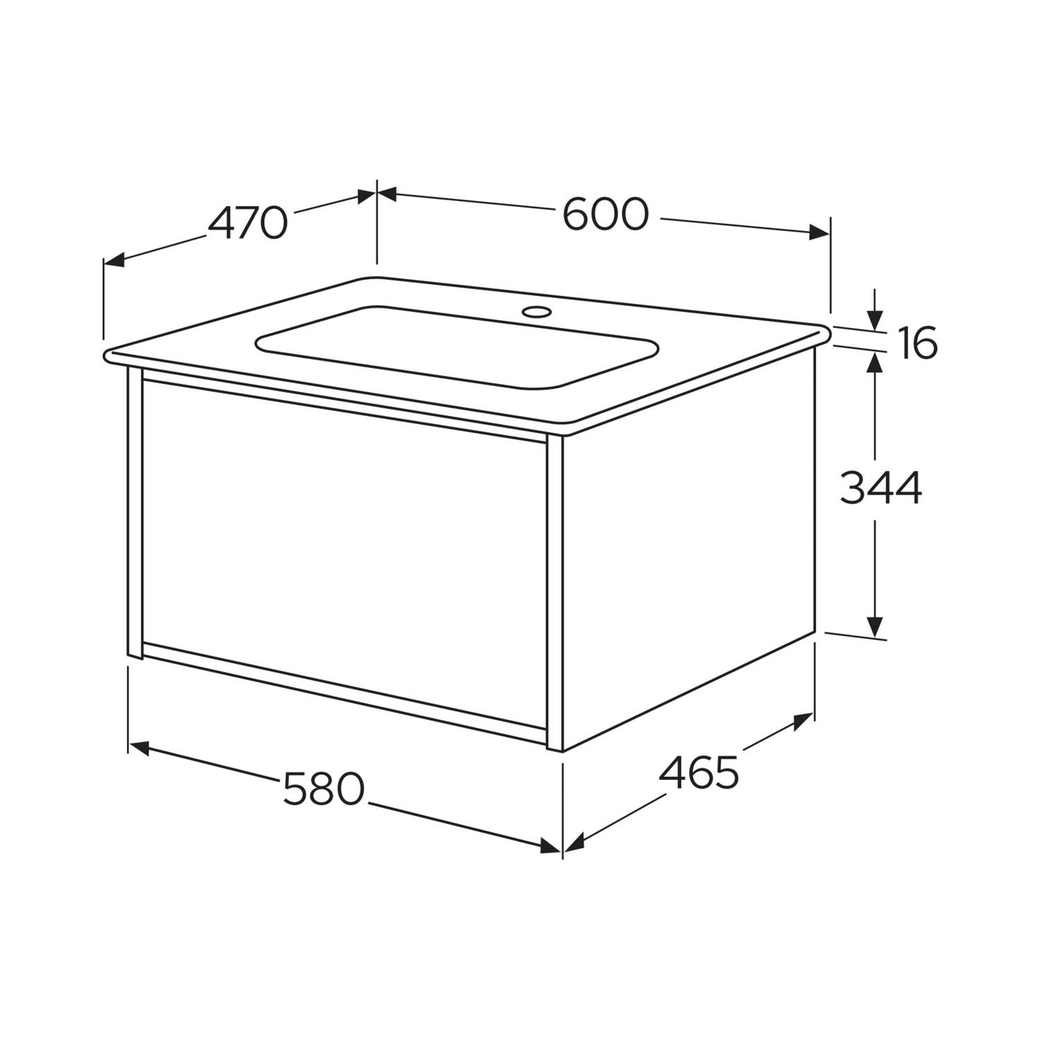 Tvättställskåp Gustavsberg Ducentic 60 cm med Tvättställ i Porslin