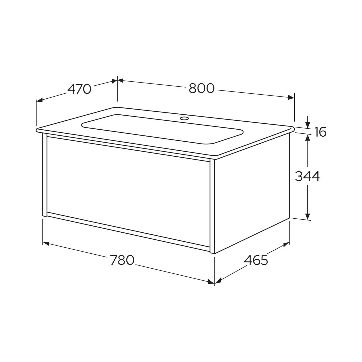 Tvättställskåp Gustavsberg Ducentic 80 cm med Tvättställ i Porslin